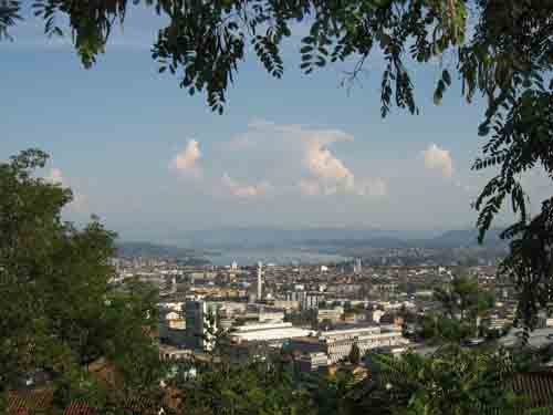 View of the city while driving from the Hauptgebaude  to the Hönggerberg campus